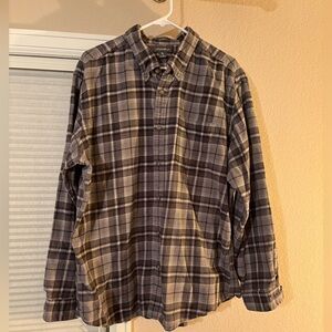 Eddie Bauer Men's Plaid Button Down Shirt - Black and Gray